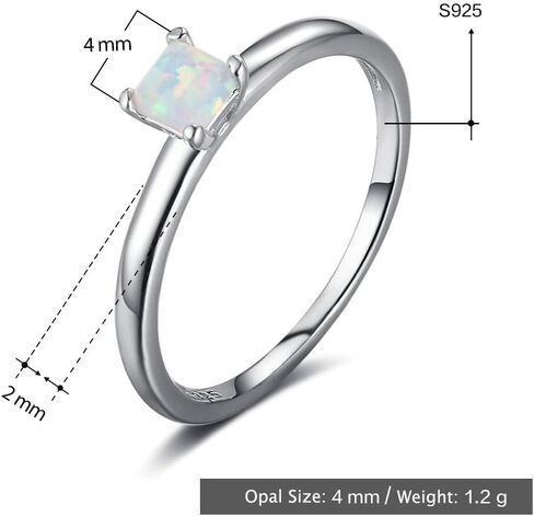 خاتم أوبال 925 من الفضة الإسترليني جوهرة الميلاد الصغيرة الأميرة قطع أوبال سوليتير وعد خاتم الخطوبة للنساء التراص خاتم الزفاف مقاس 6 7 8 in Kuwait