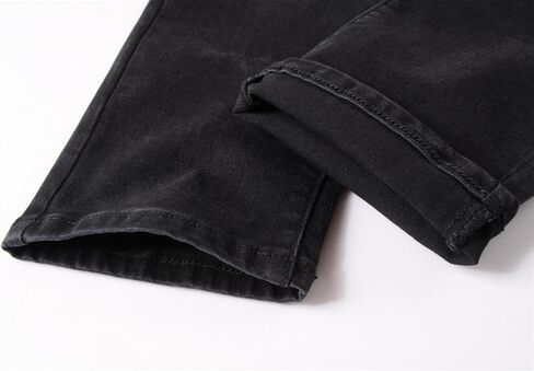 ZLZ Black Biker Jeans for Men Slim Fit, Men's Comfy Stretch Ripped Distressed Biker Jeans Pants Rock, Designer Jeans, Size 36 in Saudi Arabia