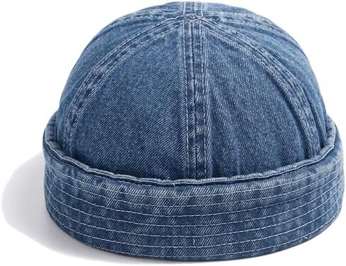 Croogo Beanie Docker Cap Brimless Skull Cap Denim Retro Worker Hat Rolled Cuff Harbour Hat No Visor Sailor Hats in Saudi Arabia