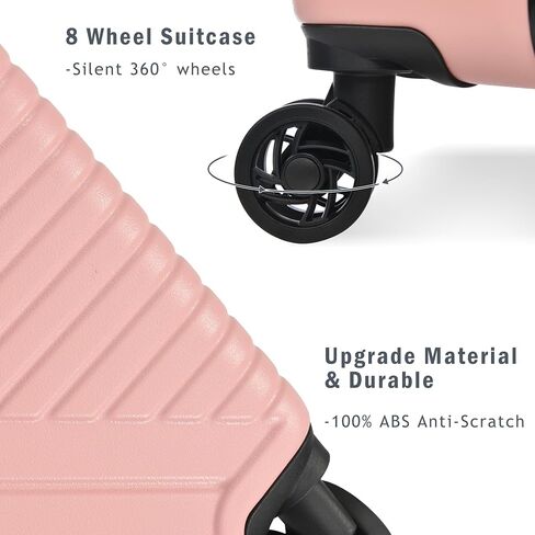 Merax Luggage Set 3-Piece Hardside Expandable Suitcase with TSA Lock Spinner Wheels, Lightweight, Pink, 20/24/28 in Saudi Arabia