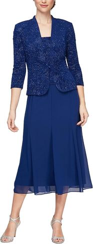 Alex Evenings Women's Petite Button-Front Jacket Dress, Electric Blue Tea Length, 14P in Saudi Arabia