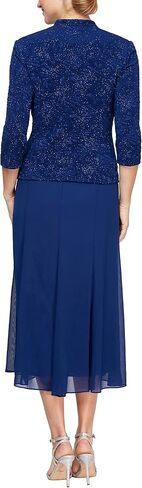 Alex Evenings Women's Petite Button-Front Jacket Dress, Electric Blue Tea Length, 14P in Saudi Arabia