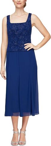 Alex Evenings Women's Petite Button-Front Jacket Dress, Electric Blue Tea Length, 14P in Saudi Arabia