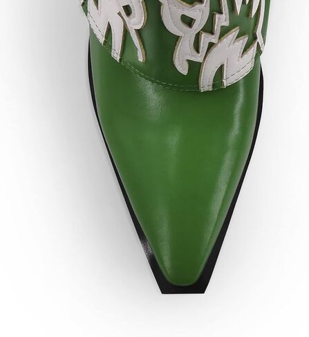 Women's Western Cowboy Boots Mid-calf Pointed Toe Chunky Block Heel Embroidered Boots Pull On Cowgirl Booties in Saudi Arabia