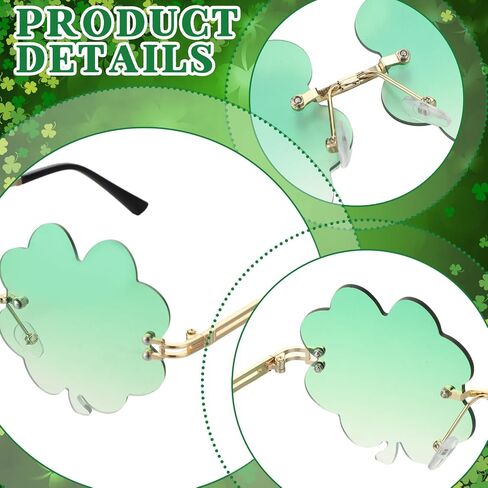 Saysurey 6 Pairs St. Patrick's Day Irish Shamrock Sunglasses Gradient Green Glasses Metal Frame Four Leaf Clover Glasses Leprechaun Costume for Women Men St Patricks Day Accessories, 3 Styles in Saudi Arabia