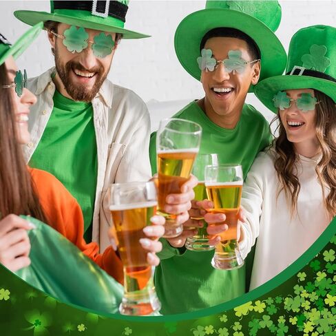 Saysurey 6 Pairs St. Patrick's Day Irish Shamrock Sunglasses Gradient Green Glasses Metal Frame Four Leaf Clover Glasses Leprechaun Costume for Women Men St Patricks Day Accessories, 3 Styles in Saudi Arabia