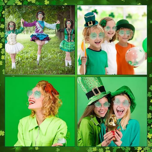 Saysurey 6 Pairs St. Patrick's Day Irish Shamrock Sunglasses Gradient Green Glasses Metal Frame Four Leaf Clover Glasses Leprechaun Costume for Women Men St Patricks Day Accessories, 3 Styles in Saudi Arabia