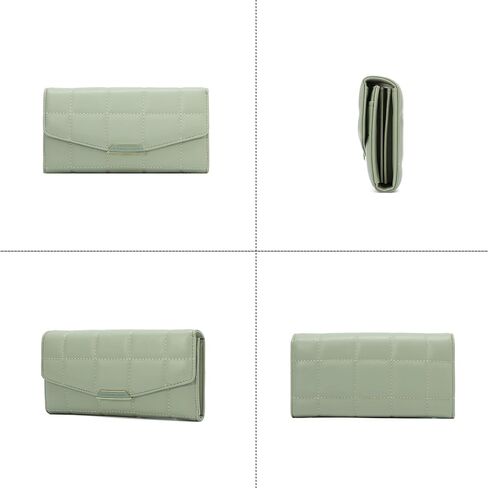 محفظة نسائية مبطنة من Sunwel Fashion مصنوعة من الجلد النباتي وحامل بطاقات ثنائية الطي ومحفظة نسائية ذات سعة كبيرة وسحاب للعملات المعدنية (كريمي) in Kuwait