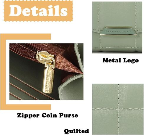 محفظة نسائية مبطنة من Sunwel Fashion مصنوعة من الجلد النباتي وحامل بطاقات ثنائية الطي ومحفظة نسائية ذات سعة كبيرة وسحاب للعملات المعدنية (كريمي) in Kuwait