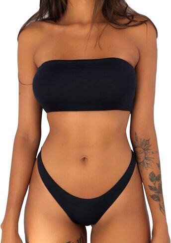 بدلة سباحة نسائية مبطنة بدون حمالات من SherryDC، بدلة سباحة برازيلية ذات قصة عالية in Kuwait