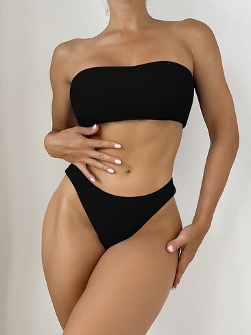 بدلة سباحة نسائية مبطنة بدون حمالات من SherryDC، بدلة سباحة برازيلية ذات قصة عالية in Kuwait