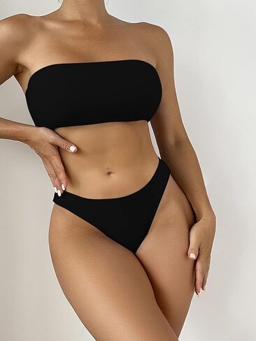 بدلة سباحة نسائية مبطنة بدون حمالات من SherryDC، بدلة سباحة برازيلية ذات قصة عالية in Kuwait