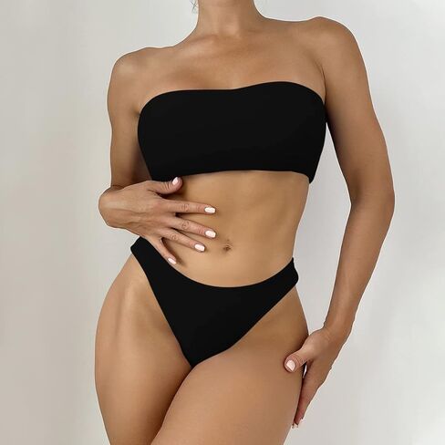 بدلة سباحة نسائية مبطنة بدون حمالات من SherryDC، بدلة سباحة برازيلية ذات قصة عالية in Kuwait