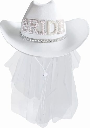 Fibye Bridal Cowgirl Hat White, White, One size in Saudi Arabia