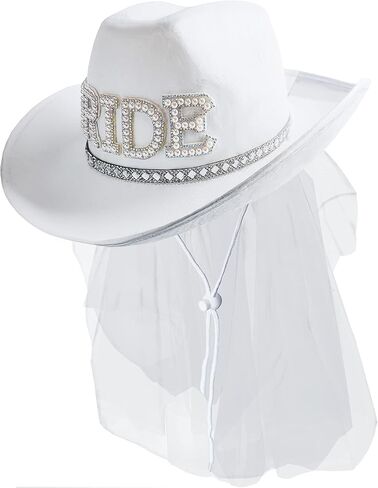 Fibye Bridal Cowgirl Hat White, White, One size in Saudi Arabia