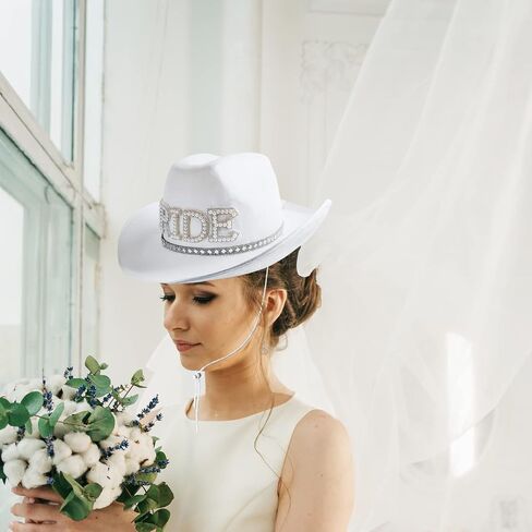 Fibye Bridal Cowgirl Hat White, White, One size in Saudi Arabia