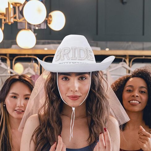 Fibye Bridal Cowgirl Hat White, White, One size in Saudi Arabia