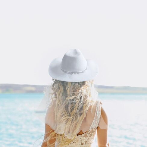 Fibye Bridal Cowgirl Hat White, White, One size in Saudi Arabia