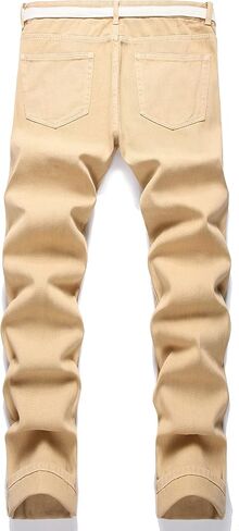 Men's Ripped Jeans,Men's Slim Fitting Straight Leg Jeans Handsome Jeans Fashion Trend Street Style Jeans in Saudi Arabia