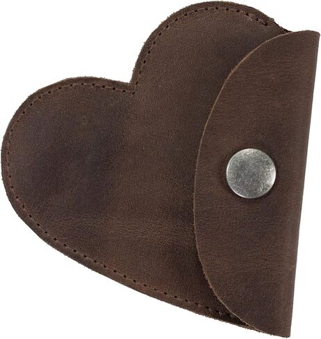 Heather's, Heart Shape Coin Purse Handmade from Full Grain Leather (Bourbon Brown) in Kuwait