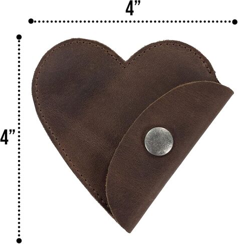 Heather's, Heart Shape Coin Purse Handmade from Full Grain Leather (Bourbon Brown) in Kuwait