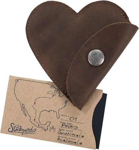 Heather's, Heart Shape Coin Purse Handmade from Full Grain Leather (Bourbon Brown) in Kuwait