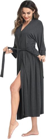 Womens Soft Knit Bathrobes Long Kimono Robes Lightweight Sleepwear with Pockets Ladies Loungewear Housecoat in Saudi Arabia