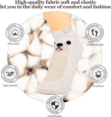 جوارب نسائية لطيفة على شكل حيوانات من Sevening - 5 أزواج من الجوارب المضحكة للكلاب والقطط، جوارب فنية للرسم، هدايا لمحبي الكلاب للنساء in Kuwait