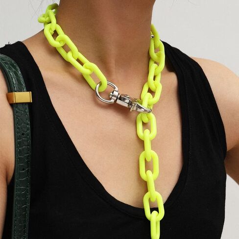 Vcagirest Boho سلسلة ربط أكريليك طويلة من الراتنج سلسلة ربط مكتنزة للنساء قلادة سلسلة خفيفة الوزن للنساء والفتيات in Kuwait