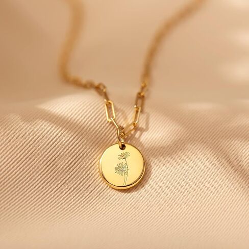 Gold Layered Necklaces for Women, Birth Flower Necklace, 18K Gold Plated layering Herringbone Snake Paperclip Chain Coin Choker Pendant Jewelry Gifts for Women, Dainty Gold Necklace Set in Saudi Arabia