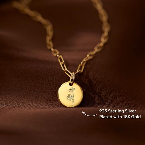 Gold Layered Necklaces for Women, Birth Flower Necklace, 18K Gold Plated layering Herringbone Snake Paperclip Chain Coin Choker Pendant Jewelry Gifts for Women, Dainty Gold Necklace Set in Saudi Arabia