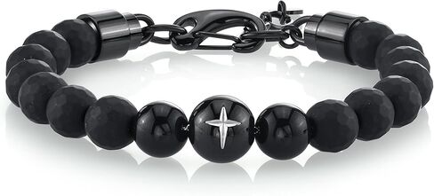 أساور سبارتان للرجال 8 ملم مطرزة بخرز هيرماتين متعدد الأوجه | يناسب معصم من 7 إلى 8 بوصات | إكسسوارات أزياء رجالية سوار in Kuwait