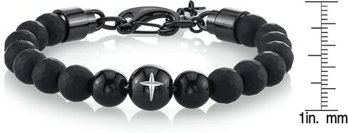 أساور سبارتان للرجال 8 ملم مطرزة بخرز هيرماتين متعدد الأوجه | يناسب معصم من 7 إلى 8 بوصات | إكسسوارات أزياء رجالية سوار in Kuwait