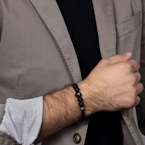Spartan Men’s 8mm Beaded Bracelets with Hermatine Faceted Beads | Fits 7 to 8 Inch Wrists | Men’s Accessories Fashion Bracelet in Saudi Arabia