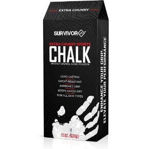 SURVIVOR Gym Chalk - 13 oz Extra Chunky Climbing Chalk, Lifting Chalk, Gymnastics Chalk - Pure Magnesium Carbonate Hand Chalk Powder, Weightlifting Chalk Gym - Rock Climbing Chalk for Weightlifting