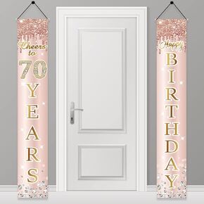 13th Birthday Decorations Door Banner for Girls, Pink Rose Gold 13 Teenager Happy Birthday Sign Party Supplies, Sweet Thirteen Year Old Birthday Backdrop Porch Décor