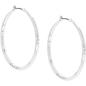 Lucky Brand Large Silver Tone Hoop Earrings