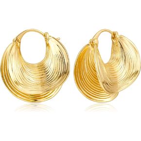 Gold Hoop Earrings for Women Chuncky Gold Plated Hinge Earring Statement Jewelry Gift