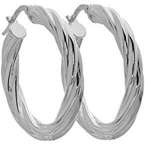 Amoro Italian Sterling Silver Twisted Hoop Earrings 29mm x 29mm