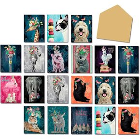 Leanin' Tree, A Touch of Fancy, Greeting Cards Assortment Box, Assorted Cards with Envelopes All Occasion, (20 Assorted Cards, 22 Colorful Envelopes)