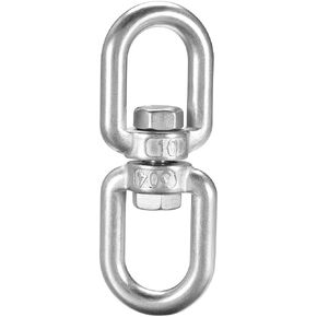 uxcell M10 Swivel Eye Double Ended Round Rotating Hoist Ring, 25/64 in Stainless Shackle Connector Bolts Eye to Eye 1 Pcs