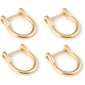 4Pcs D Rings Screw In Shackle Horseshoe Buckle Shape D Metal Hoop for Purse Zipper Lanyard DIY Craft Accessories
