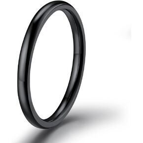 ChainsProMax Men/Women Classic Plain Ring, 2/4/6/8 mm Wedding Band, Gold Plated/Stainless Steel/Black, Send Gift Box