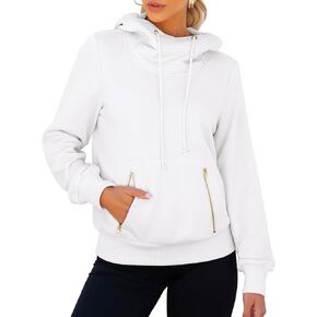 ANRABESS Womens Hoodie Cowl Neck Long Sleeve Sweatshirts 2024 Fall Fashion Pullover With Drawstring Teen Girls Preppy Clothes