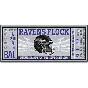 FANMATS 23112 NFL - Baltimore Ravens Ticket Design Runner Rug - 30in. x 72in. | Sports Fan Area Rug, Home Decor Rug and Tailgating Mat