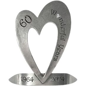 English Pewter Company 60th Diamond Wedding Anniversary Heart Keepsake Gift with Swarovski Crystal Personalised with Your Years [ANN105]