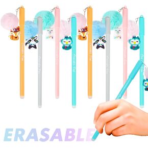 Erasable Gel Pens, 10 Colors Retractable Cartoon Erasable Pens Clicker Fine Point 0.5mm, Make Mistakes Disappear, Assorted Color Inks for Journaling Drawing Writing Planner