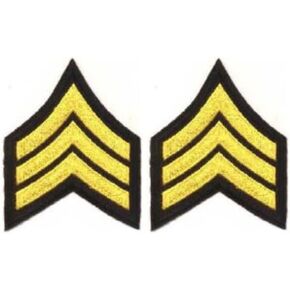 Uniform Chevrons - LASD/CDCR - Medium Gold on Black - 3-inch wide - Sergeant - Pair