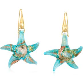Ross-Simons Italian Murano Glass Starfish Drop Earrings With 18kt Gold Over Sterling