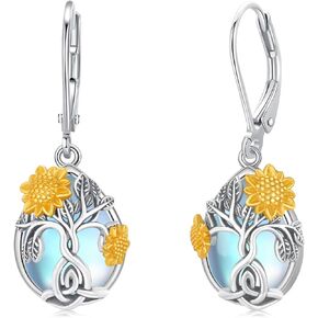Sunflower Earrings for Women Girls 925 Sterling Silver Sunflower Flower Sunshine Dangle Drop Earrings Jewelry Gifts